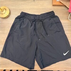 Nike Men's Black Athletic Shorts with White Logo